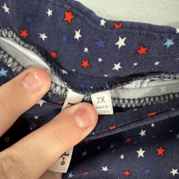 Kate Park Red White & Blue Star Spangled Mini Skirt Plus Size 2X w/ Pockets - Picture 5 of 7